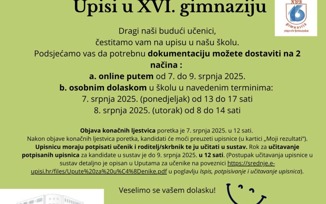 Upisi u XVI. gimnaziju